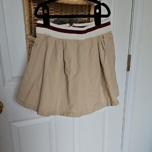 Zara Tan A-Line Skirt with Striped Waistband
